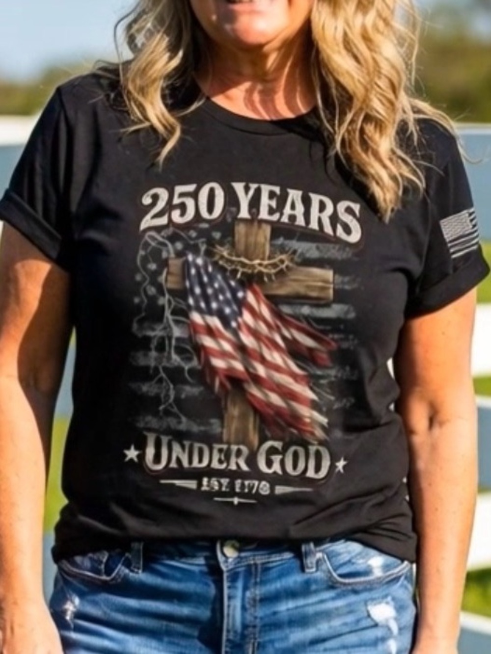 250 Years Under God Graphic Tee - Black S-XL